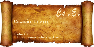 Csomán Ervin névjegykártya